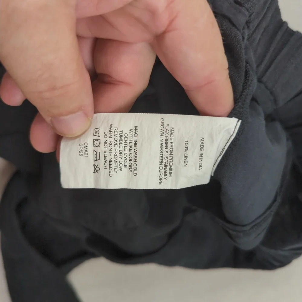Quince Pants Womens Medium Black European Linen Casual Office